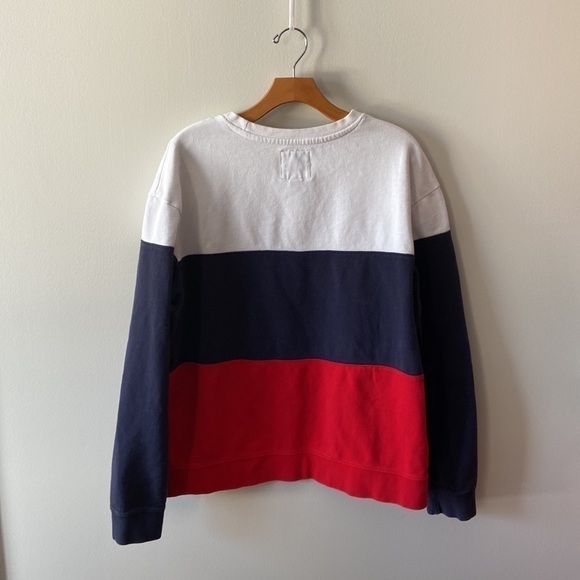 𝅺american Eagle Colour-Blocked Sweatshirt Red White Navy Size Large - Picture 2 of 9